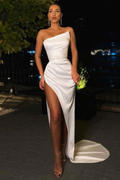 Off-the-Shoulder Simple Long Mermaid Prom Dress with Slit BM bride