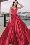 Red Spaghetti-Straps Evening Dress BM bride