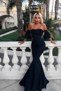 Strapless Mermaid Black Evening Dress BM bride