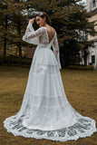 Long Sleeve Lace Boho Wedding Dress BM bride