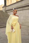Chiffon One Shoulder Sleeveless Long Prom Dress With Pleated