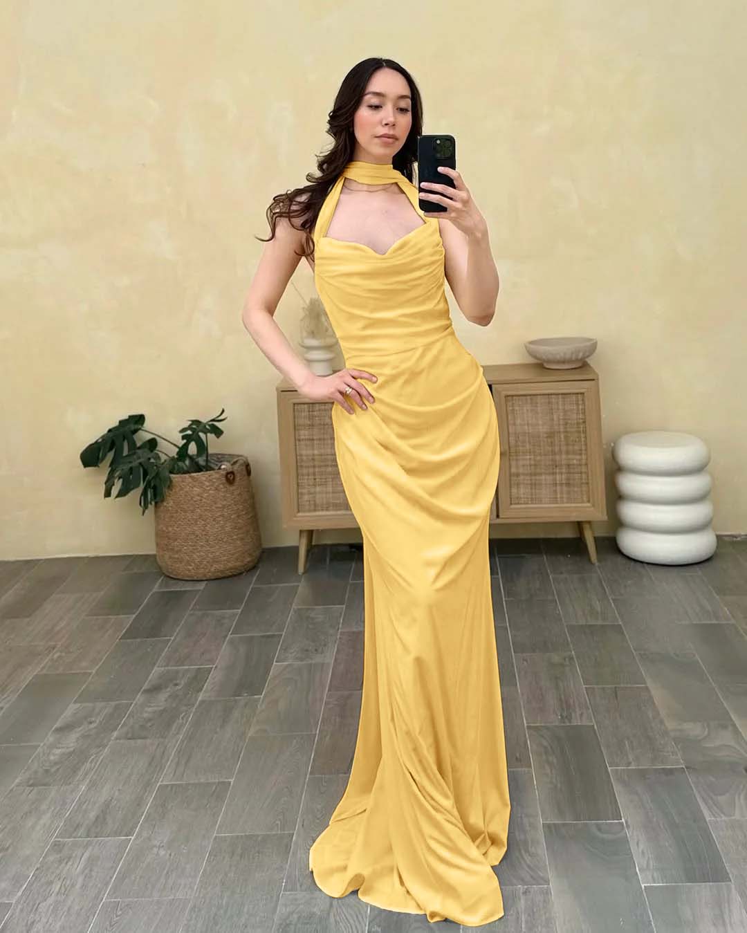 Halter Sleeveless Sweetheart Long Mermaid Prom Dress With Pleated BMBRIDE