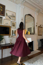 Straps V Neck Sleeveless Tea Length A Line Prom Dress With Pockets
