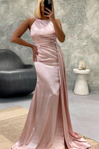Elegant Jewel Strapless Mermaid Long Prom Dress with Pleats BM bride