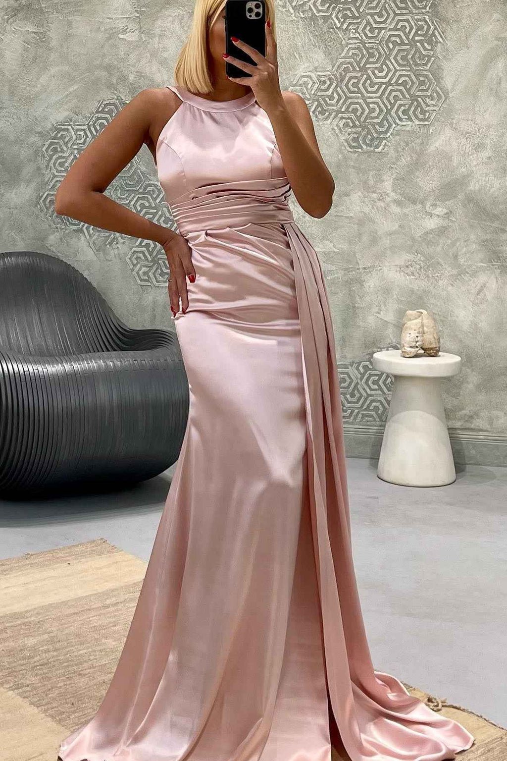 Gorgeous Jewel Strapless Mermaid Long Prom Dress With Pleated