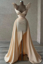 Gorgeous V-Neck Sleeveless Mermaid Evening Dress with Sequins and Slit BM bride