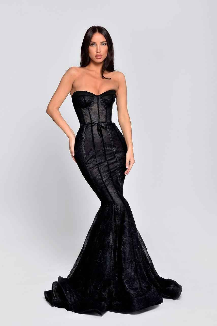 Strapless Sleeveless Sweetheart Long Mermaid Prom Dress With Belt