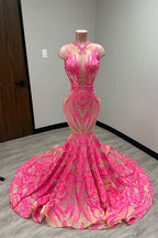 Heavy Strapless Appliques Evening Dress with Sleeveless Sequins Mermaid BM bride