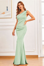 Red Mermaid Evening Dress with One Shoulder and Beaded Detail BM bride