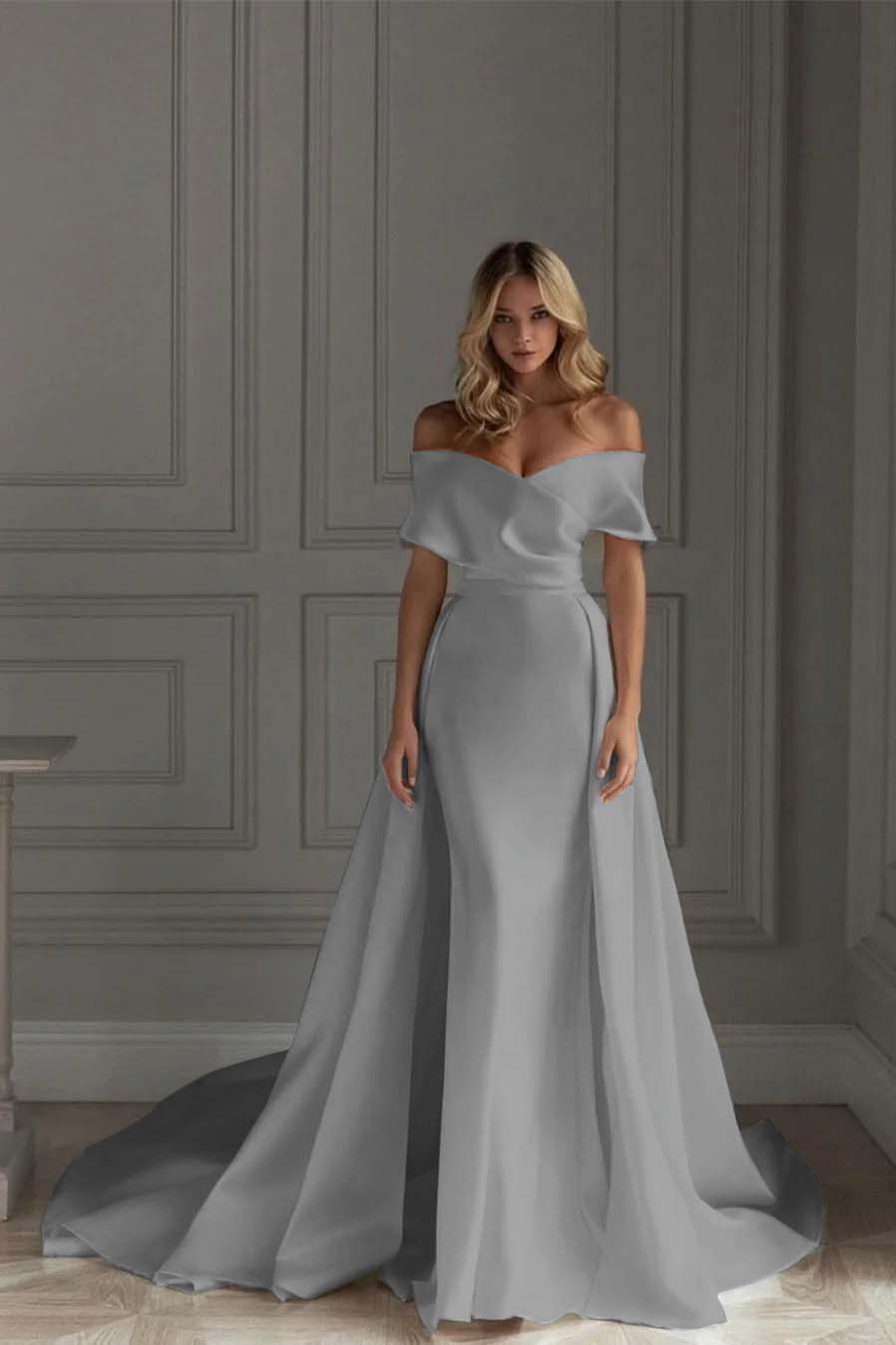 Off the Shoulder Strapless Sleeveless Long Prom Dress With Ruffles