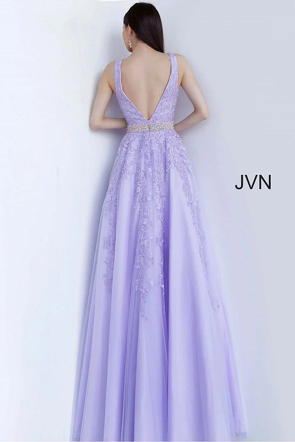 Black V Neck Backless Sleeveless Prom Dress With Applique Beading