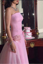 Sleeveless Strapless Long Mermaid Prom Dress With Tulle Beading