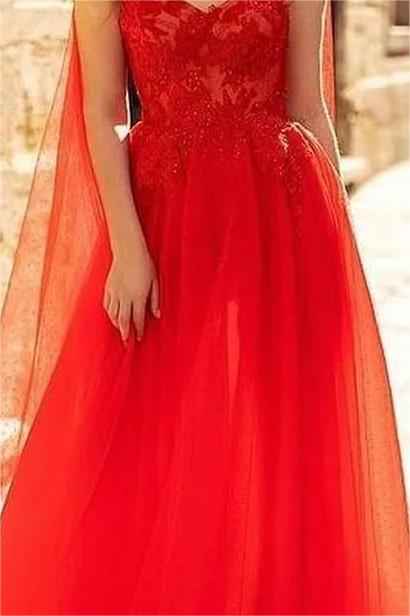 Charming Red Spaghetti Strap Sweetheart Sleeveless Prom Dress With Appliques