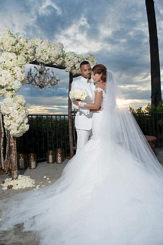 Off-the-Shoulder Mermaid Wedding Dress with Lace Appliques BM bride