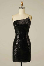 Royal Blue Glitter One Shoulder Tight Homecoming Dress