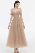 Off the Shoulder Spaghetti Strap Sleeveless Long Prom Dress With Beading