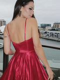 Red Spaghetti-Straps Evening Dress BM bride