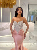 Baby Blue Mermaid Prom Dress Long Sweetheart Sleeveless with Beads BM bride