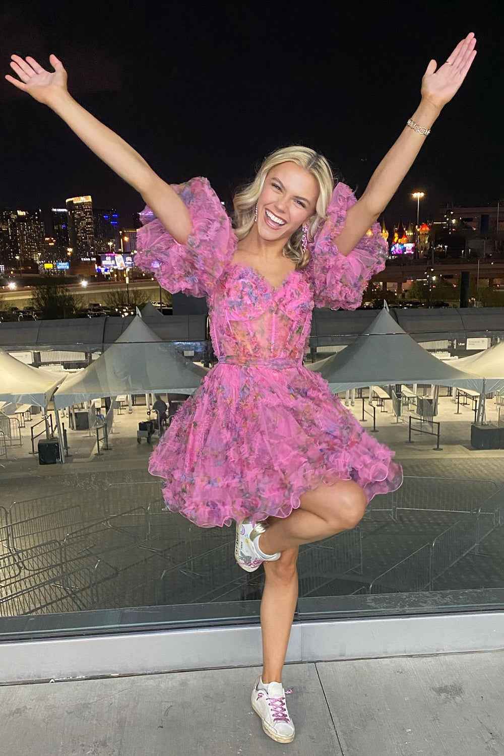 Lavender Floral A-Line Short Homecoming Dress Bmbride