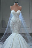 Beautiful Sweetheart Mermaid Wedding Dress with Lace Appliques Bridal Gowns on Sale BM bride