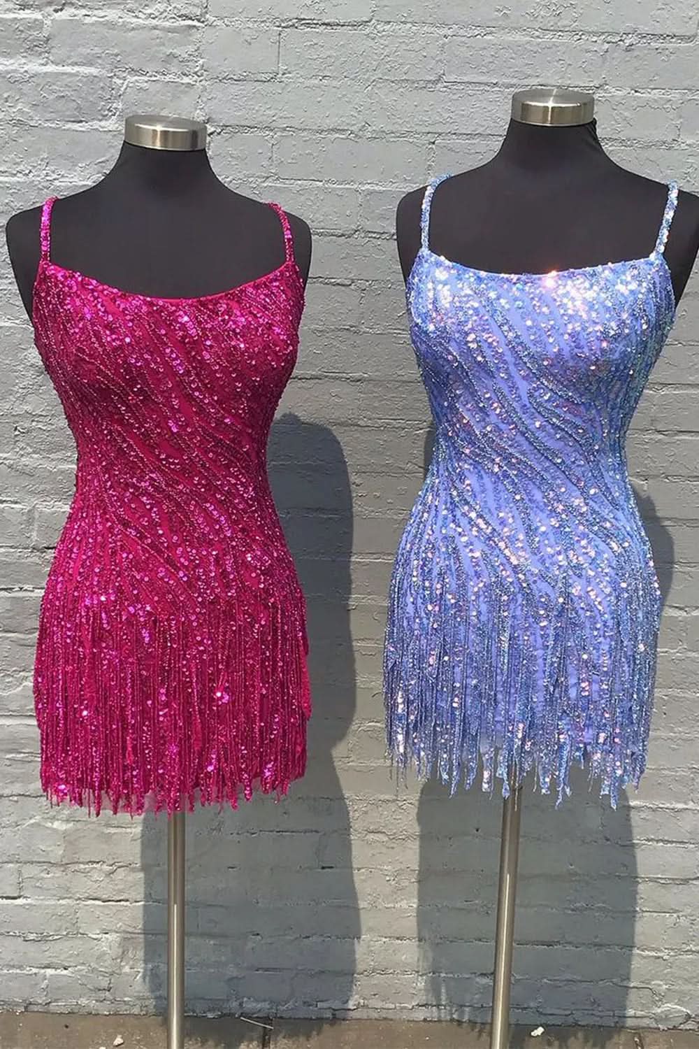 Glamorous Sparkly Sheath Spaghetti Straps Gold Short Homecoming Dress with Stylish Tassel Accents BM bride