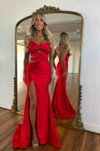 Spaghetti Strap Sleeveless Long Mermaid Prom Dress With Split