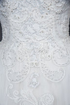 A-Line V-neck Hi-Lo Wedding Dress Open Back Ruffles Tulle With Appliques Lace BM bride