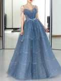 Charming Bead Embroidery Lavender Spaghetti Strap A Line Long Prom Dress