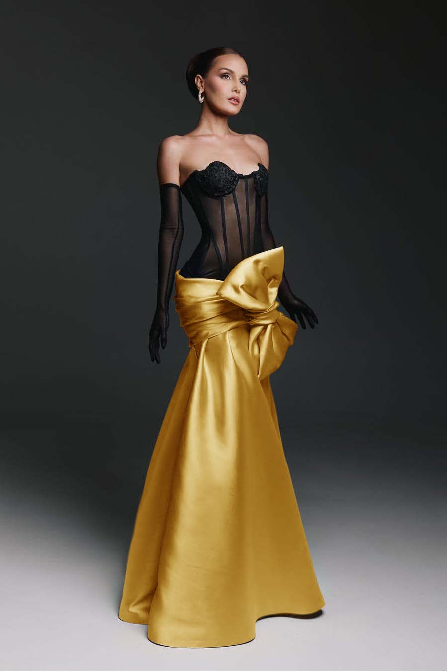 Strapless Sweetheart Sleeveless Long Mermaid Prom Dress With Gloves BMBRIDE