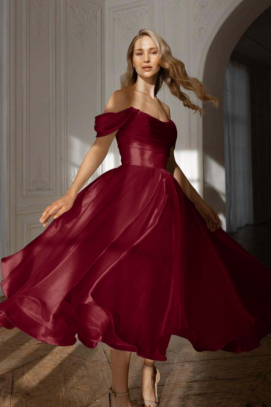 White Off the Shoulder Sleeveless Long Prom Dress With Pleated