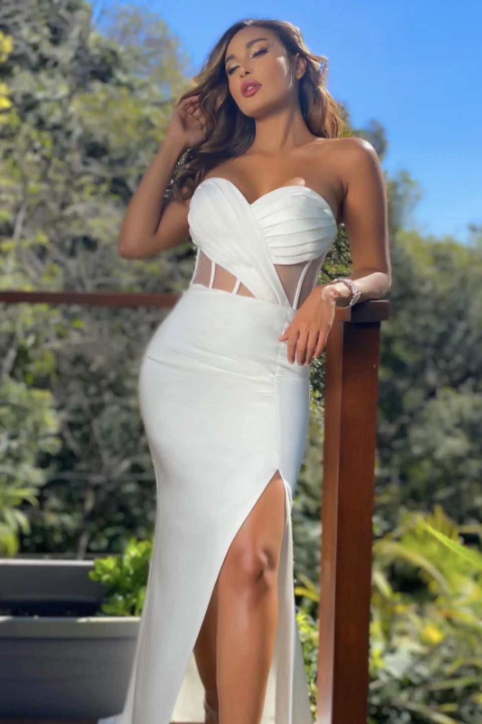Sweetheart Long Split Mermaid Prom Dress BM bride