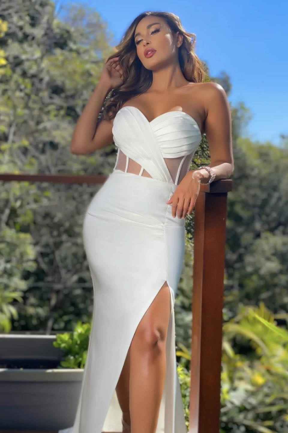 Sweetheart Strapless Sleeveless Long Split Mermaid Prom Dress With Side Split