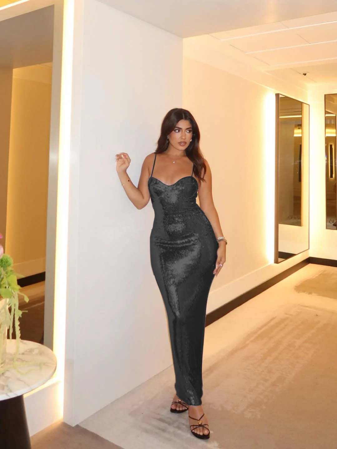 Spaghetti Strap Sleeveless Long Mermaid Prom Dress With Pleated BMBRIDE