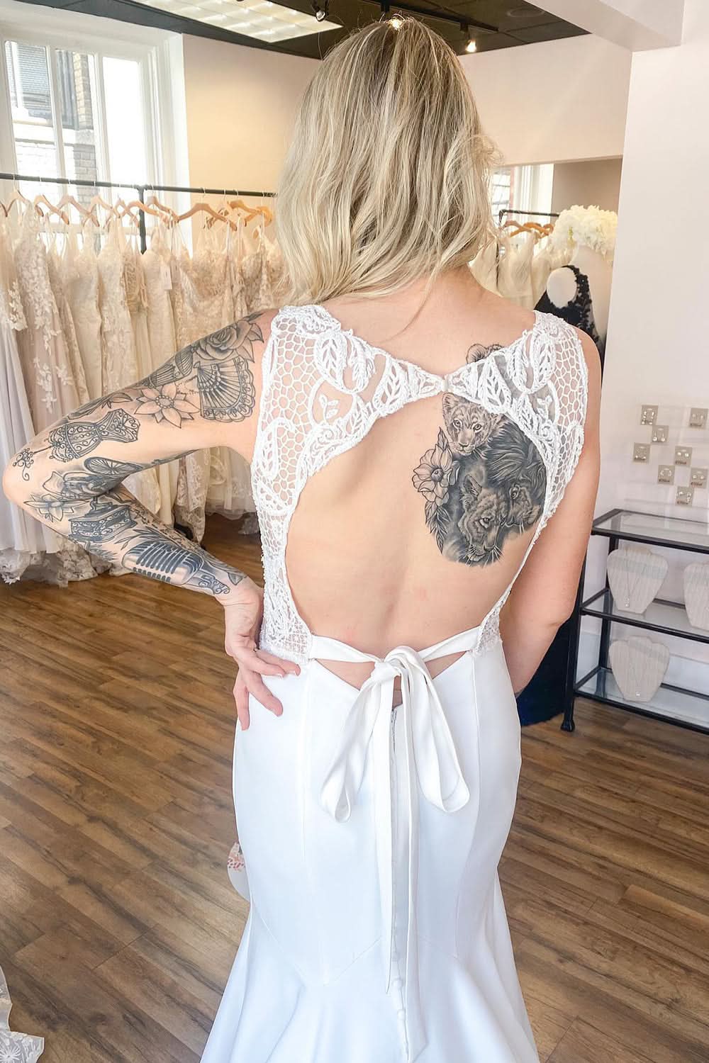 Glamorous A-Line Wedding Dress Spaghetti-Straps With Lace Appliques BM bride