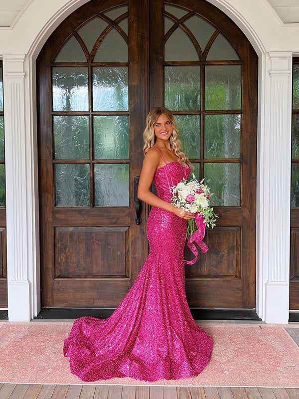 Light Blue Mermaid Spaghetti Straps Long Prom Dress with Beading