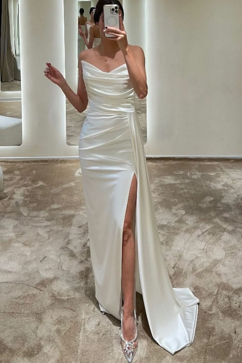 Sleeveless Black Sheath Prom Dress with Mermaid Sweep BM bride