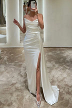 Sleeveless Black Sheath Prom Dress with Mermaid Sweep BM bride