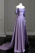 Off the Shoulder Strapless Sleeveless Long Prom Dress With Pleated BMBRIDE