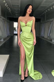 Light Green Sweetheart Mermaid Evening Dress with Split BM bride