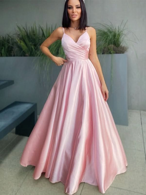 Blushing Pink Spaghetti-Straps Prom Dress BM bride