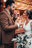 V-Neck Long Sleeve Lace Mermaid Wedding Dress BM bride