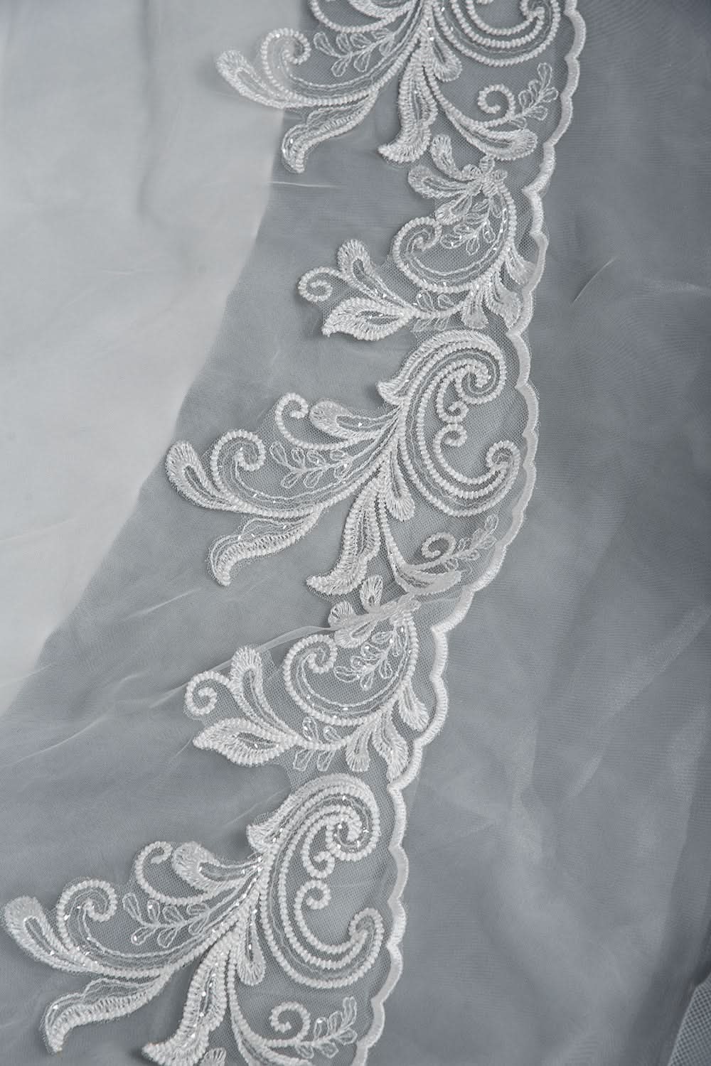A-Line V-neck Hi-Lo Wedding Dress Open Back Ruffles Tulle With Appliques Lace BM bride