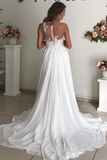 Elegant Sleeveless Long Chiffon Beach Wedding Dress with Appliques BM bride
