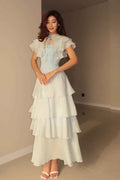 Strapless Sleeveless Long Prom Dress With Ruffles Pleated Shawl