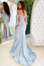 Off-the-Shoulder Mermaid Prom Dress with Slit BM bride