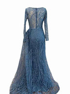Retro Jewel Long Sleeves Embroidery Princess Mermaid Prom Dress