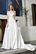 Off-the-Shoulder Appliques Satin idal Dress BMbride