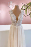Wide Strap A-Line Floor-Length Backless Wedding Dress with Floral Lace and Tulle Ruffles BM bride