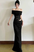 Off the Shoulder Strapless Sleeveless Long Prom Dress With Pleated