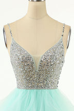 Charming A-Line V Neck Tulle Homecoming Dress BM bride